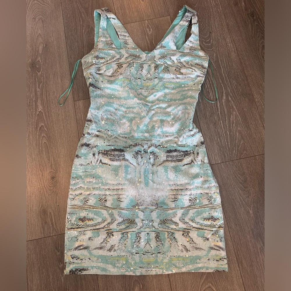 Ocean blue sequin mini dress size medium great for a destination wedding!